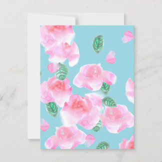 Vrolijke Roze Rozen Briefkaart