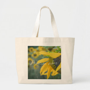 Vrolijke rustieke zonnebloem grote tote bag