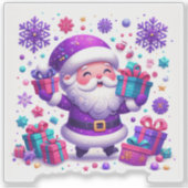 Vrolijke Santa Festive Violet Sticker (Voorkant)