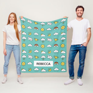 Vrolijke Schattigee Weer Icon Pattern Gepersonalis Fleece Deken