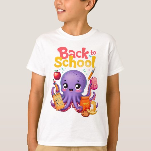 Vrolijke School Octopus - Back-to-School Design T-shirt (Voorkant)