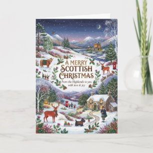 Vrolijke Schotse Kerstkaart Kaart