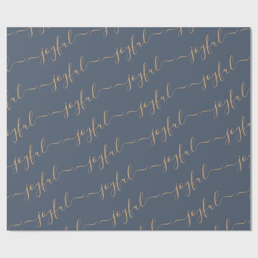 Vrolijke scroll tekst op donkerblauwe kerst cadeaupapier (Vlak)