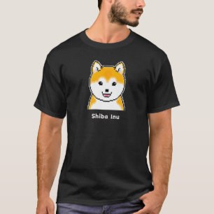 Vrolijke Shiba Inu Pixel Art met Ronde Gezicht Pre T-shirt