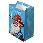 Vrolijke Sinterklaas in een Western Pet Kerst Medium Cadeauzakje (Voorkant Gekanteld)