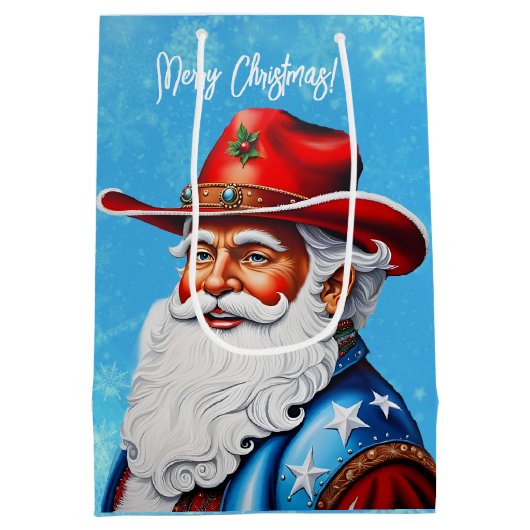 Vrolijke Sinterklaas in een Western Pet Kerst Medium Cadeauzakje (Achterkant)