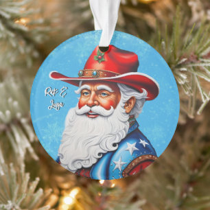 Vrolijke Sinterklaas in een Western Pet Kerst Ornament