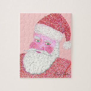 Vrolijke Sinterklaas Pointillisme Schilderij Puzze Legpuzzel