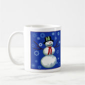 vrolijke sneeuwman bovenaan koffiemok (Links)