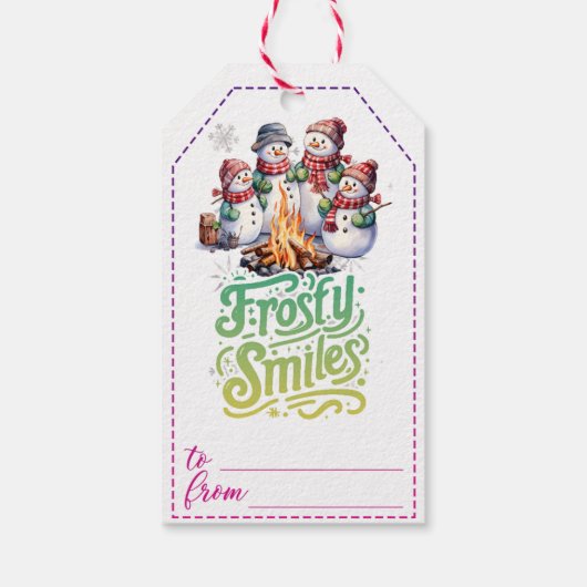 Vrolijke sneeuwman cadeau labels cadeaulabel (Achterkant)