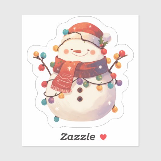 Vrolijke sneeuwman gekleed in licht sticker (Vel)