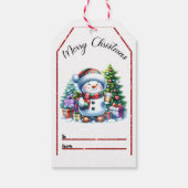 Vrolijke sneeuwman kerst labels! cadeaulabel (Achterkant)