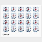 Vrolijke Sneeuwman Kerstfeest Decoratie Winter Vierkante Sticker (Vel)