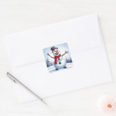 Vrolijke Sneeuwman Kerstfeest Decoratie Winter Vierkante Sticker (Envelop)