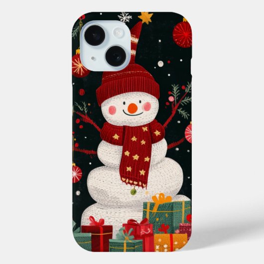 Vrolijke sneeuwman kerstvakantie Case-Mate iPhone case (Achterkant)