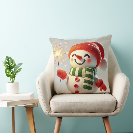 Vrolijke Sneeuwman Kussen (Stoel)