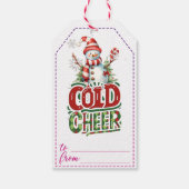 Vrolijke sneeuwman vakantie cadeau labels cadeaulabel (Achterkant)