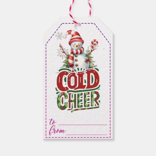 Vrolijke sneeuwman vakantie cadeau labels cadeaulabel (Achterkant)