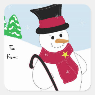 Vrolijke Sneeuwman Vierkante Sticker