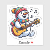 Vrolijke sneeuwman zingt kerstliedjes sticker (Vel)