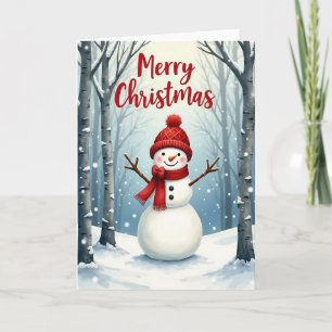 Vrolijke Sneeuwpop Kerstkaart Kaart