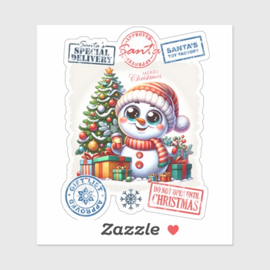 Vrolijke Snowman Kerst sticker (Vel)