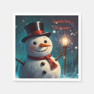 Vrolijke Snowman Party Invitation - Feestelijke Ka Servet