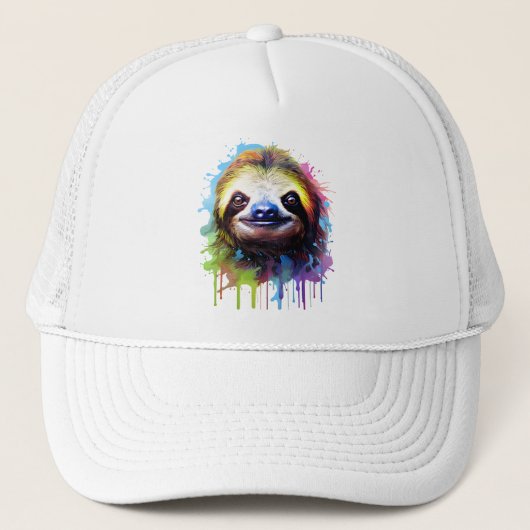 Vrolijke Splatter luiaard Trucker Pet (Voorkant)