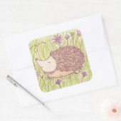Vrolijke Springtime Hedgehog Vierkante Sticker (Envelop)