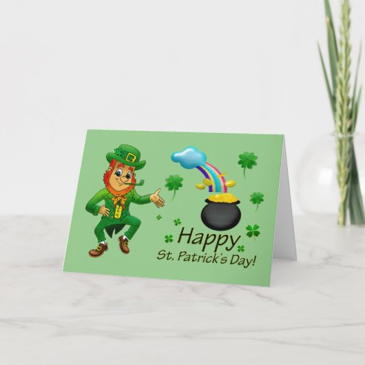 Vrolijke St. Patrick's Day Leprechaun Kaart (Voorkant)