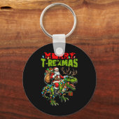 Vrolijke T-Kerstmis Kerstmis Kerstmis T Rex Dinosa Sleutelhanger (Voorkant)
