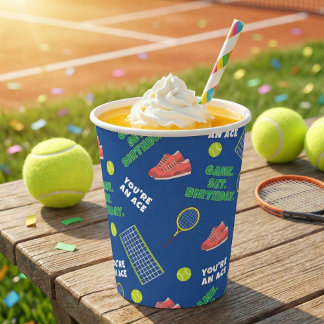 Vrolijke Tennis Verjaardag Spel Set Voor Kinderen Papieren Bekers