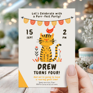 Vrolijke Tiger Cat verjaardagsfeest Kaart