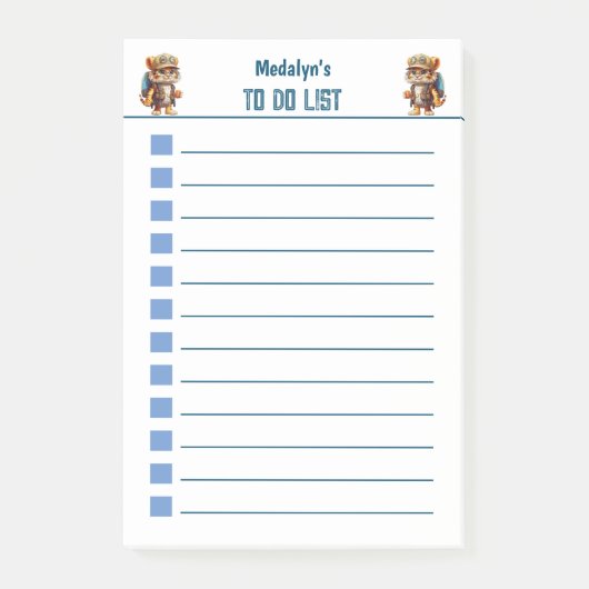 Vrolijke Tijgerwelp met Rugzak en Drinken Post-it® Notes (Voorkant)