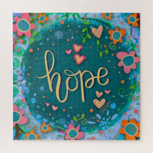 Vrolijke Trendy Hope Heart Floral Inspirivity Legpuzzel