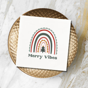 Vrolijke Trillingen Boho Regenboog Retro Kerstfees Servet
