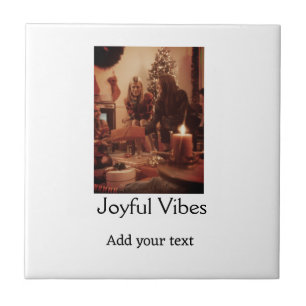 Vrolijke trillingen voeg familie kerst foto naam t tegeltje