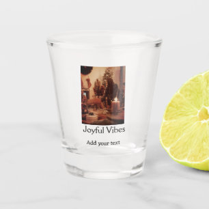 Vrolijke trillingen voeg familie kerst foto naam v shot glas