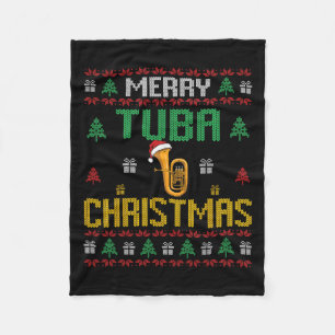Vrolijke Tuba Kerst Grappige Tuba Speler Ugly Xmas Fleece Deken