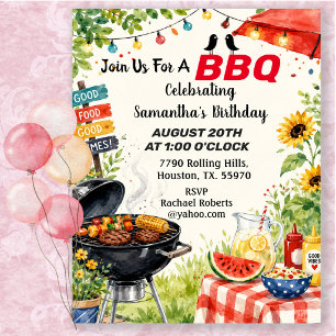 Vrolijke Tuinbarbecue Verjaardag Zomer Kaart