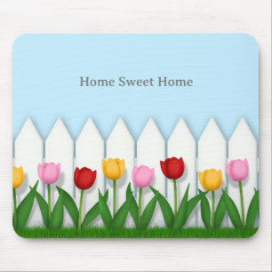 Vrolijke Tulip Flower Garden Custom Naam of Tekst Muismat