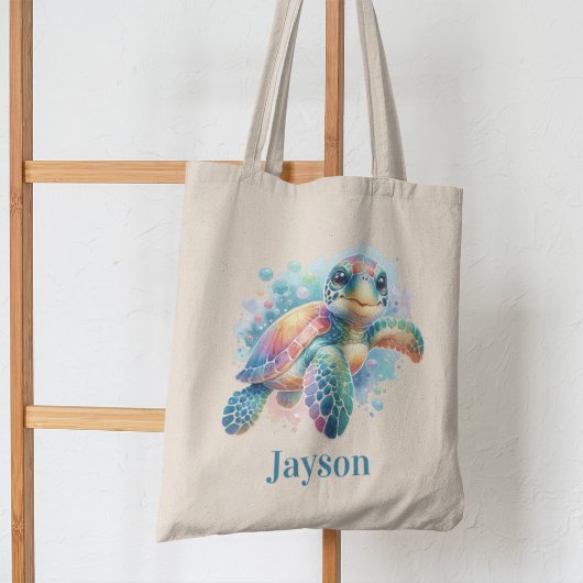 Vrolijke Turtle Waterverf - Kinder Oceanic Tote Bag