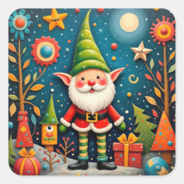 Vrolijke vakantie-elf vierkante sticker