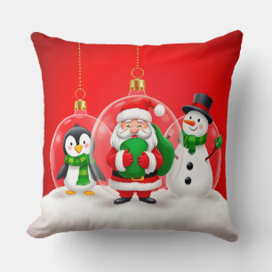 Vrolijke vakantiekarakters Kerstman, Pinguïn Kussen