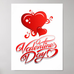 vrolijke valentijnsdag met rode harten poster