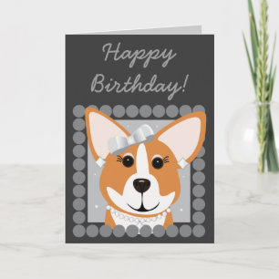 Vrolijke verjaardag! Corgi Lady Gray Kaart
