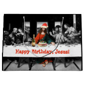 Vrolijke verjaardag, Jezus! Grappig kerstfeest Large Cadeautasje (Voorkant)