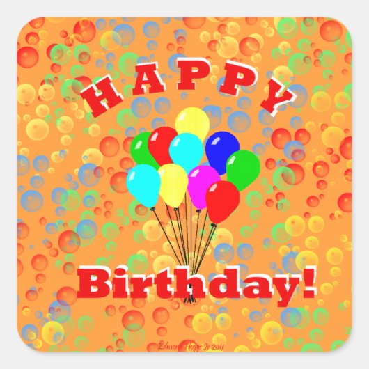 Vrolijke verjaardag! vierkante sticker (Voorkant)
