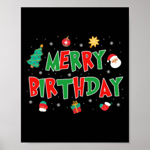 Vrolijke verjaardag Vrolijk kerstfeest Vrolijke ve Poster