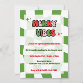 Vrolijke Vibes Groovy Kerstfeest uitnodiging (Voorkant)